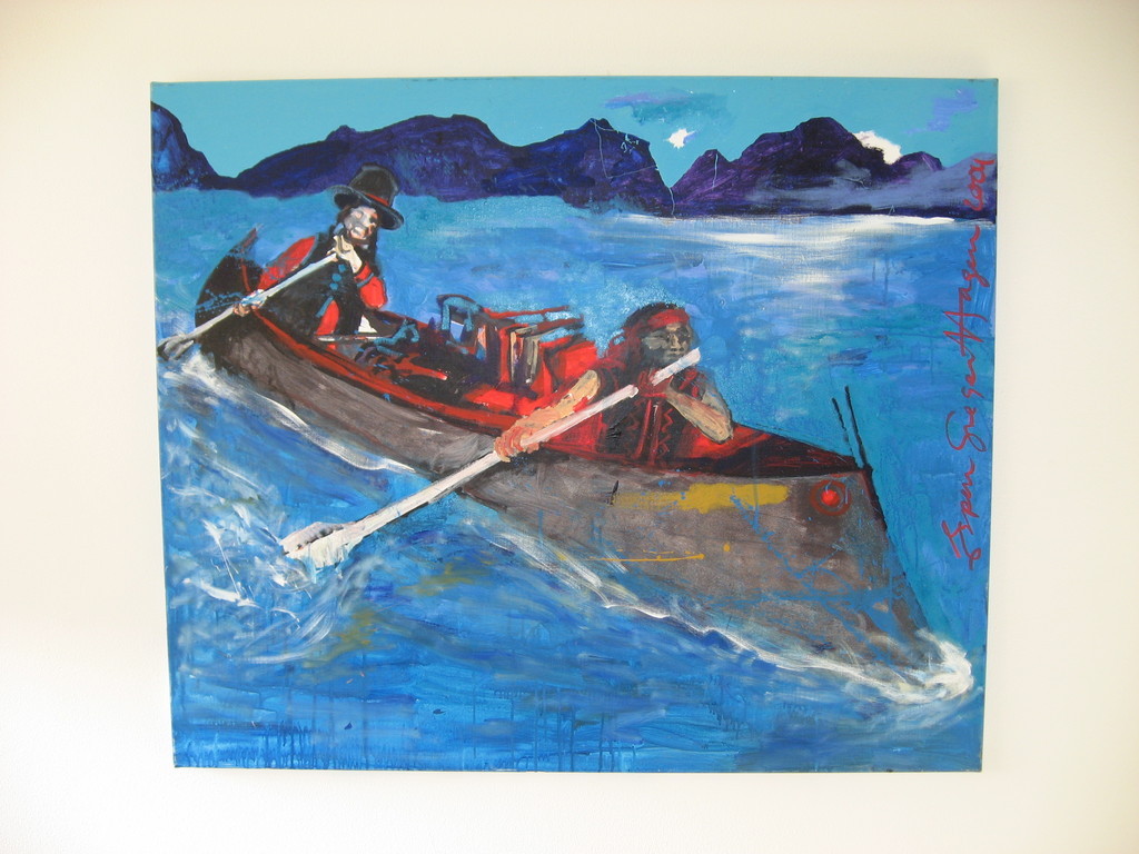 Espen Greger Hagen - 'Indianen in kayak' - olieverf - 2004 kopen? Bied vanaf 459!