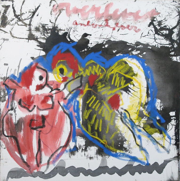 Anton Heyboer: Gemengde techniek op doek, Twee vrouwen kopen? Bied vanaf 350!