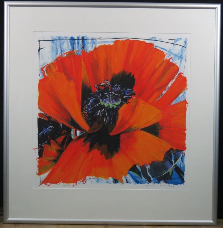 Jeroen Dercksen: Zeefdruk, Papaver - Ingelijst kopen? Bied vanaf 50!