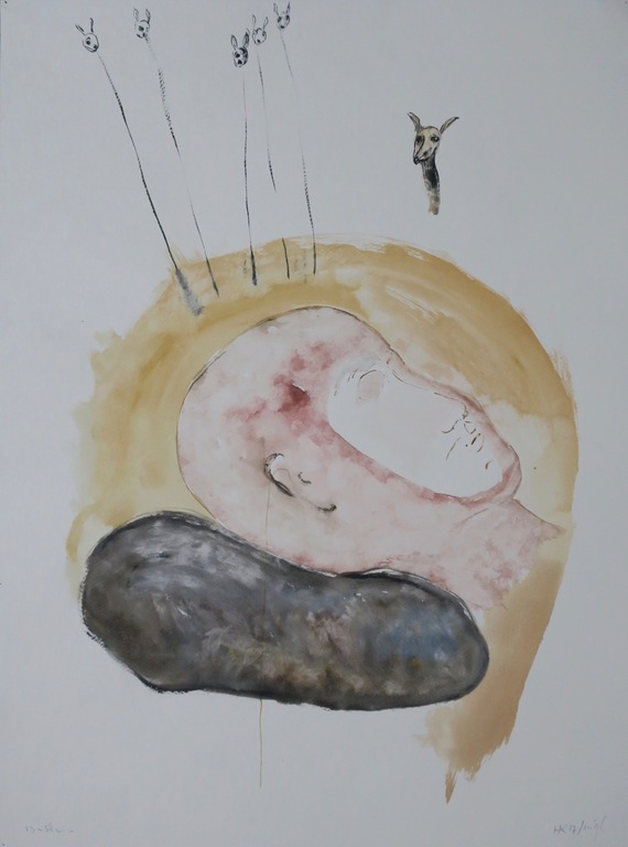 Hans Kuijs: Aquarel en pen op papier, Z.T. kopen? Bied vanaf 1!