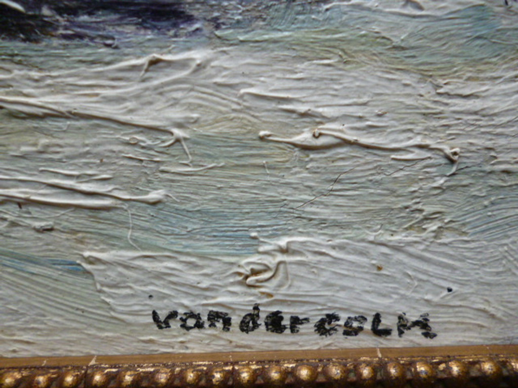 W.A. van der Colk - olieverf - Huisje te Gemeente Schoten kopen? Bied vanaf 125!