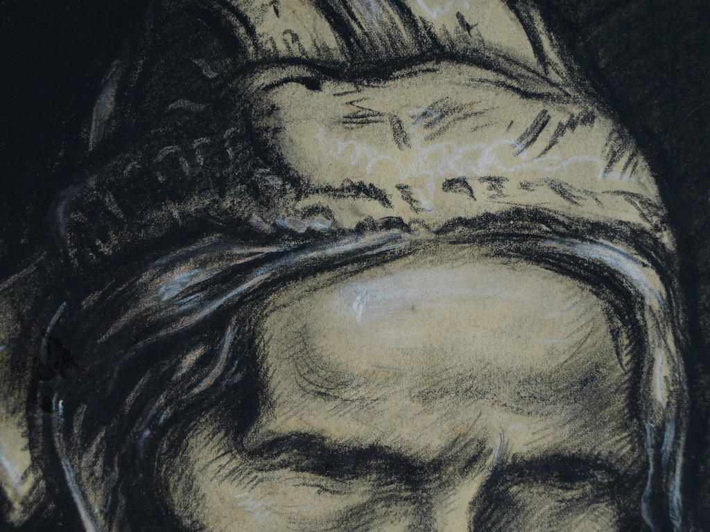 Onbekend : Tekening , Portret vrouw, omlaag kijkend – ca 1920 - Elias Smalhout  kopen? Bied vanaf 1!