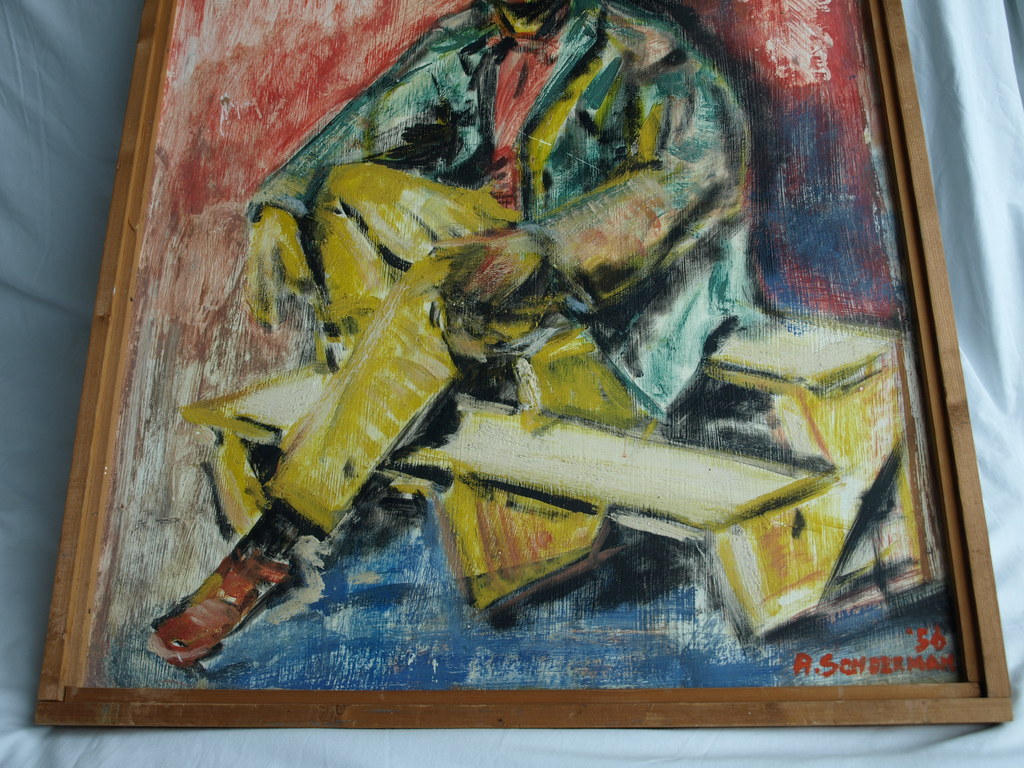 Arnold Sonderman : 2x Olieverf op voor- en achterkant board – gesigneerd – 1956 kopen? Bied vanaf 50!