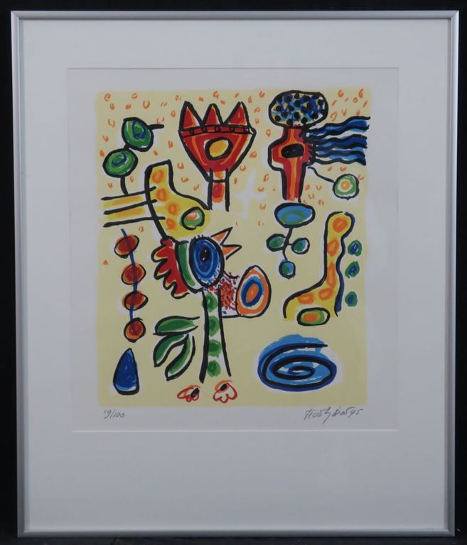 Keimpe Kootstra: Zeefdruk, Tuin van geluk I - Ingelijst verkocht voor € 35!