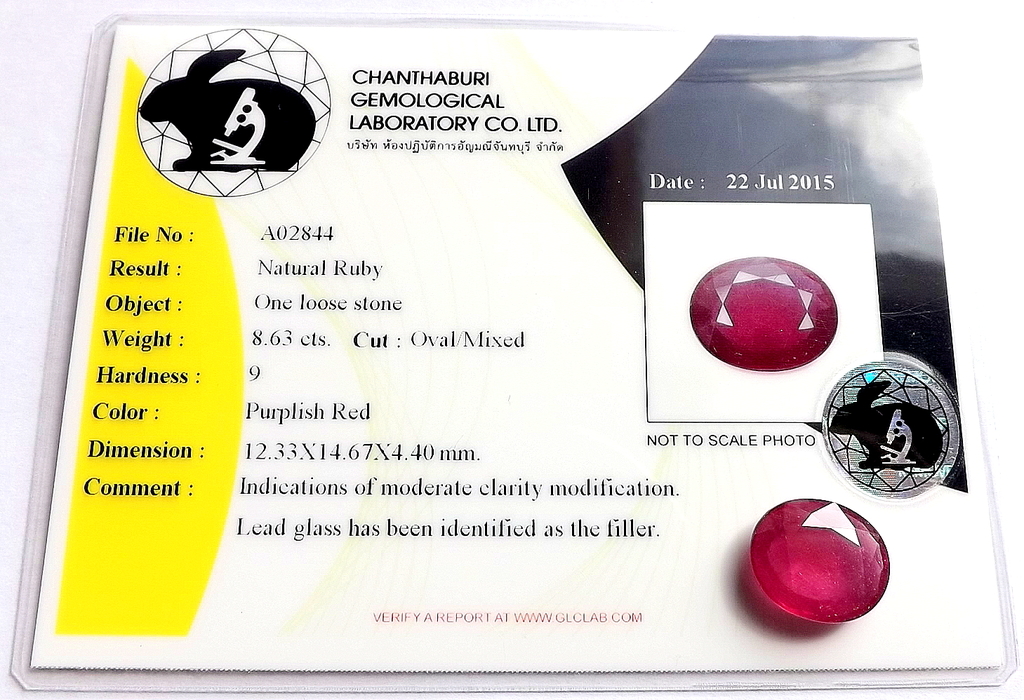 Gecertificeerde Natuurlijke Robijn van 8.63 karaat kopen? Bied vanaf 1!