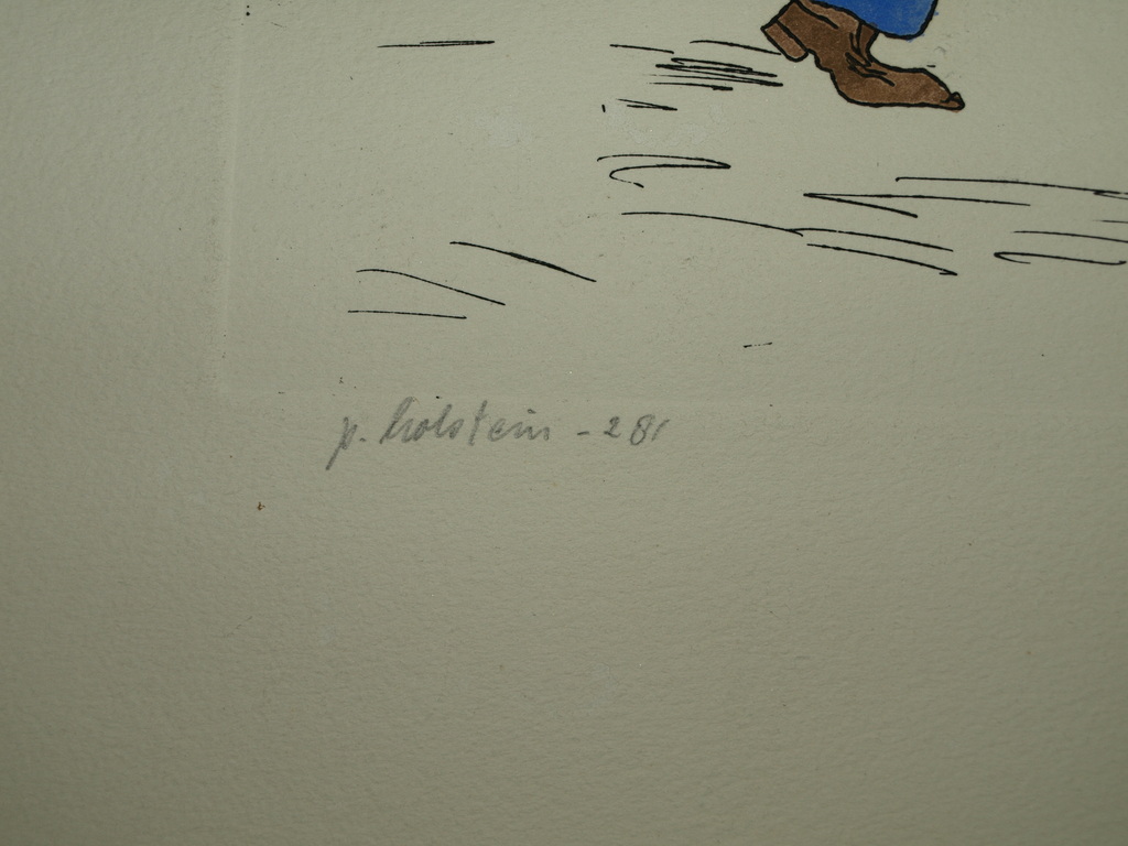 PIETER HOLSTEIN - Ets â�� Wat doet vader?  â�� Gesigneerd en ingelijst â�� ca 1975  kopen? Bied vanaf 65!