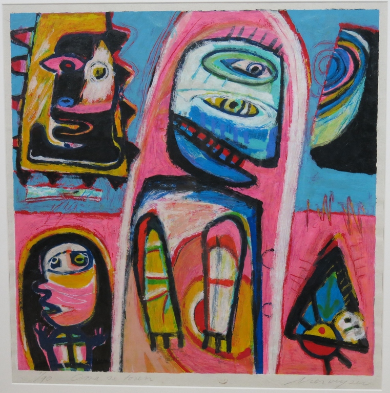 Henk Vierveijzer: Zeefdruk, Oma ze toren - Ingelijst (groot) verkocht voor € 260!