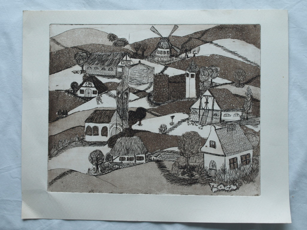 Onbekende kunstenaar : Ets en aquatint – Landschap met dorpje  kopen? Bied vanaf 1!