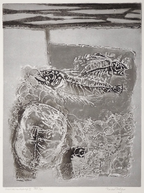 Ru van Rossem, Ets/zilverdruk in reliëf, Dodezeelandschap 1 verkocht voor € 140!