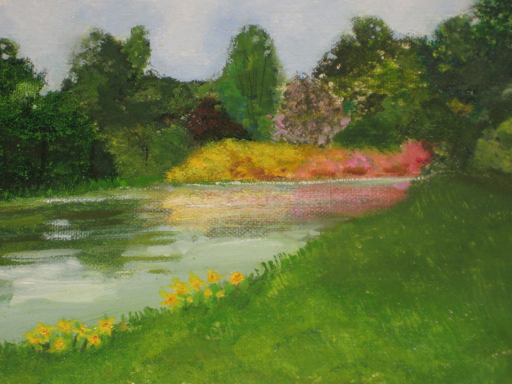 waterrijk landschap olieverf op doek gesigneerd kopen? Bied vanaf 5!