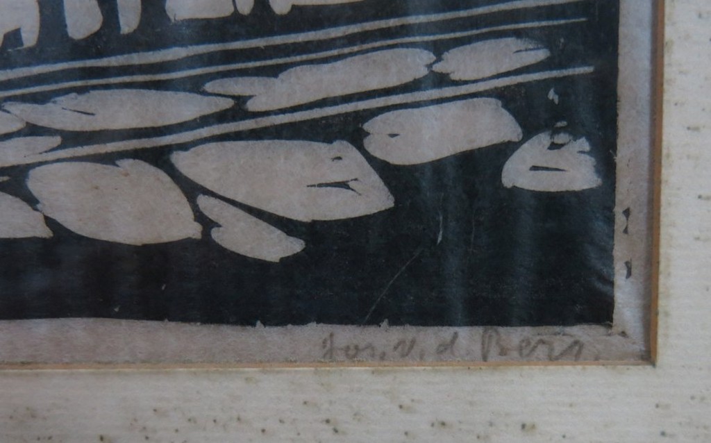 Jos van den Berg: Houtsnede, Hoek van Holland... -Ingelijst kopen? Bied vanaf 1!