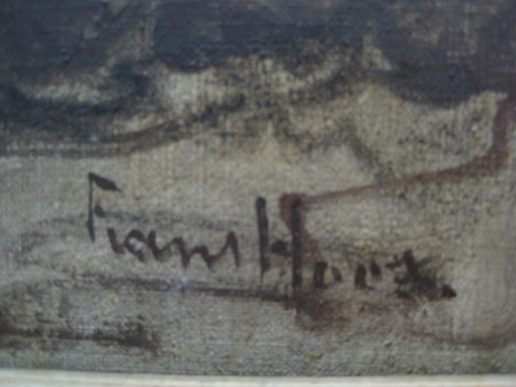 Frans Hoos 1884-1966 "Scheveningen met vrouw in klederdracht" olieverf 1920 kopen? Bied vanaf 1!