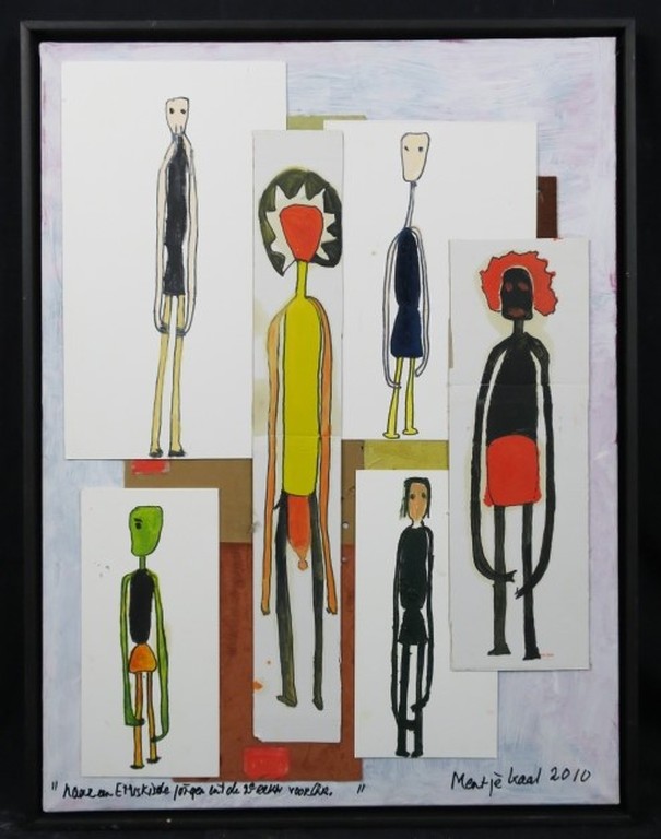 Meertje Kaal: Gemengde techniek op doek, Naar een Etruskische jong.. - Ingelijst kopen? Bied vanaf 35!