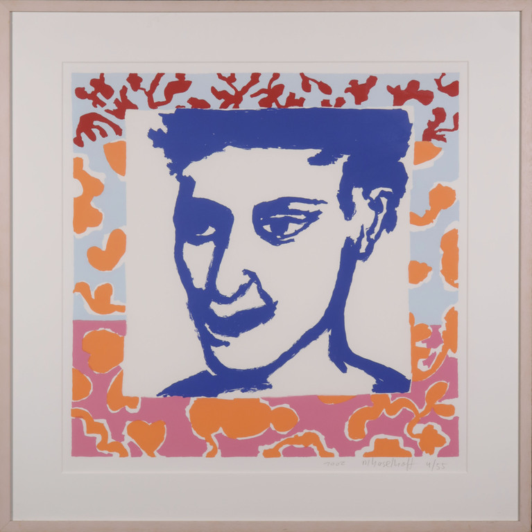 Marianne Haselhoff: Zeefdruk, Z.T. (Blauw hoofd) - Ingelijst  kopen? Bied vanaf 1!