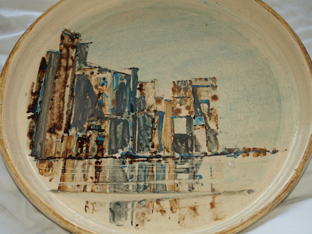 JAN GROENHART (1952) - gesigneerde schildering op aardewerk – Pakhuis-1990 kopen? Bied vanaf 75!