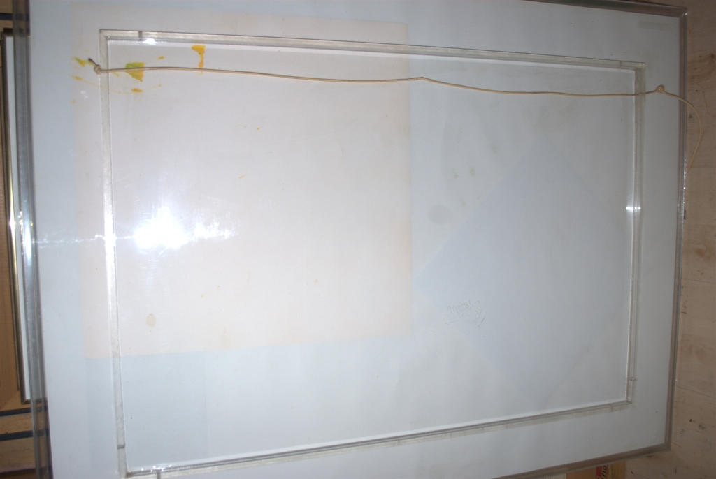 GROOT GESCHILDERD ABSTRACT WERK IN PERSPEX LIJST DOOR FRANS VAN BOMMEL  kopen? Bied vanaf 75!