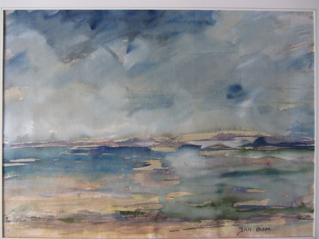 Jan Bom - Gemengde Techniek- Impressie Waddenzee - verkocht voor € 60!