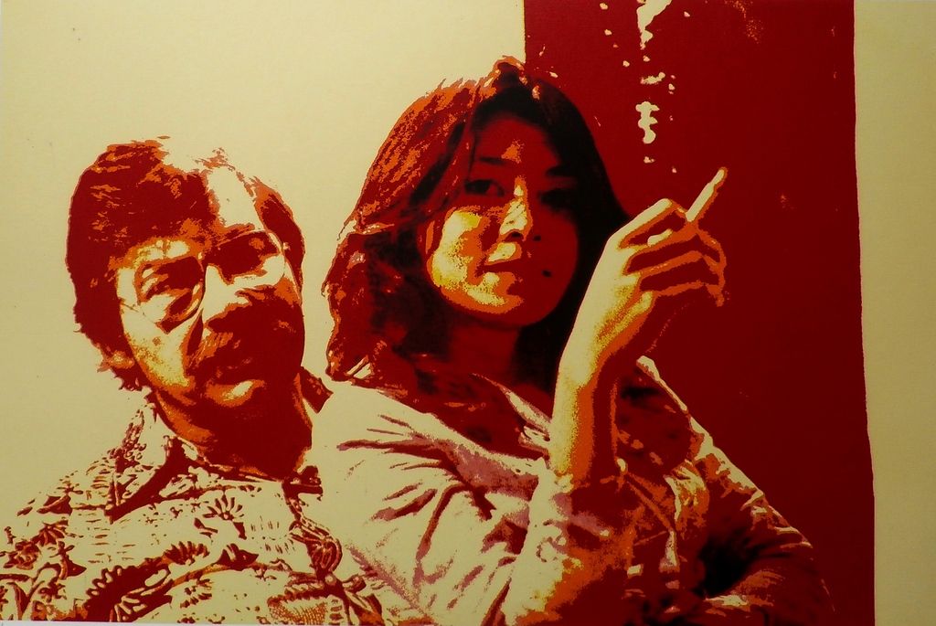 Henk van der Vet - zeefdruk van foto: Karel Appel en vrouw - 1976 -oplage: 5 verkocht voor € 75!