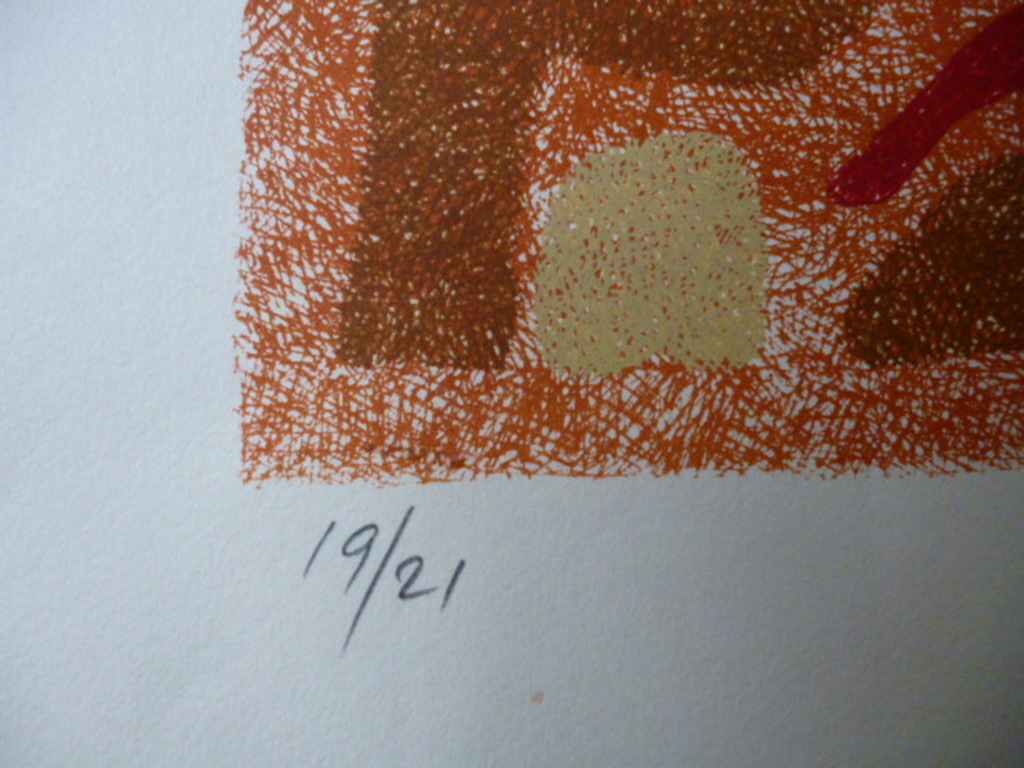 Yargo de Lucca - kleurenlitho - Beer met drie wolven kopen? Bied vanaf 25!