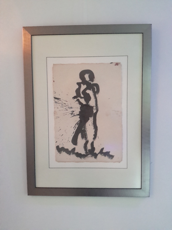 Anton heyboer ; oost Indisch inkt op handgeschept papier van lompen staande man  verkocht voor € 200!