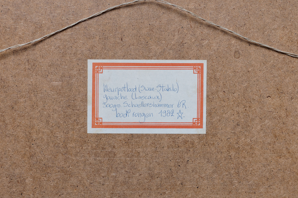 Bodi Rongen: landschap achter vogels, kleurpotlood en gouache kopen? Bied vanaf 300!