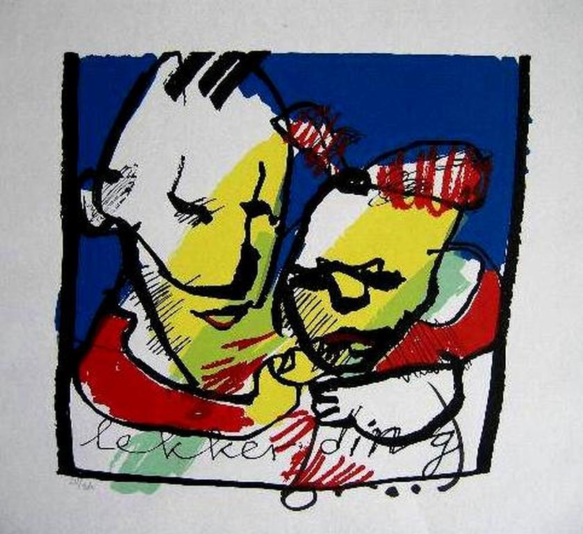 HERMAN BROOD, grote gelimiteerde en handgesigneerde zeefdruk 'Lekker ding' verkocht voor € 101!