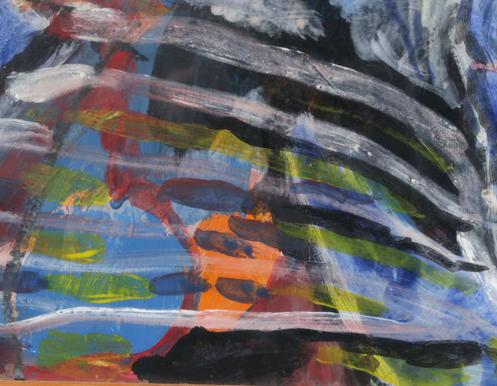 Lucebert: Acryl en olieverf op papier, Z.T. Blauw met kop - Ingelijst (Groot) kopen? Bied vanaf 5000!