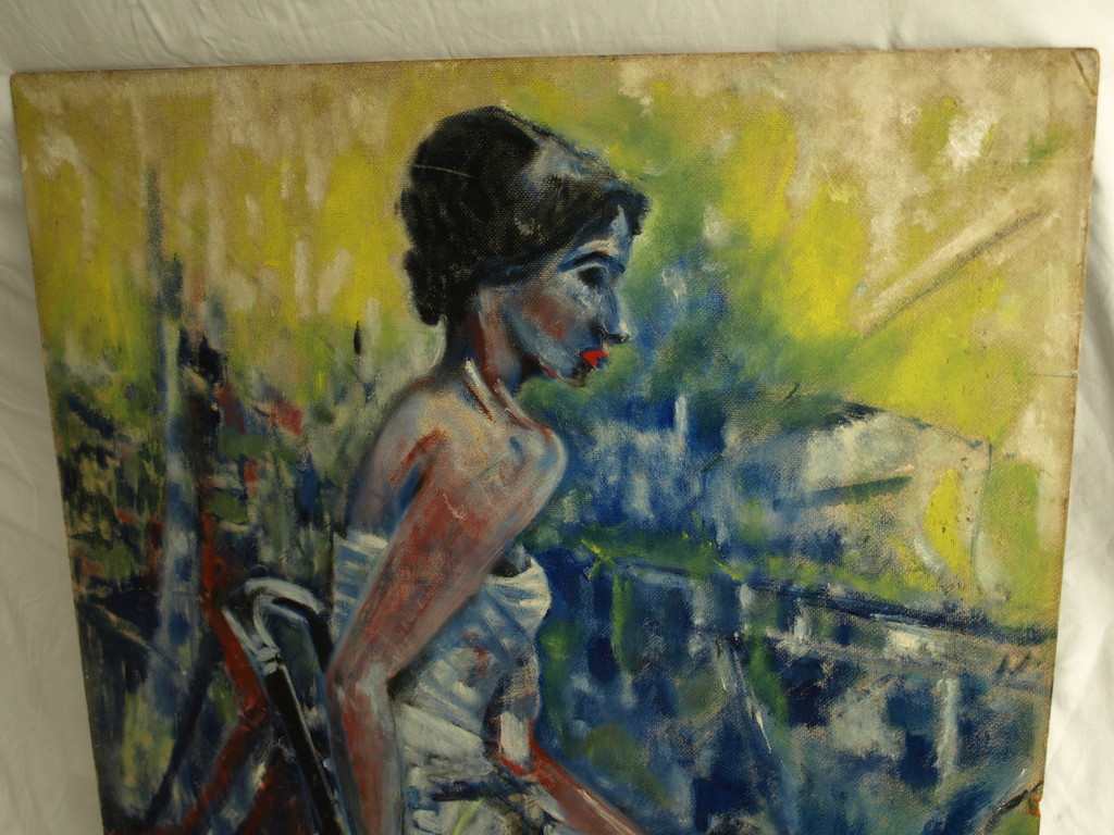 Arnold Sonderman : Olieverf op board – Vrouw op stoel – gesigneerd – 1964 kopen? Bied vanaf 50!