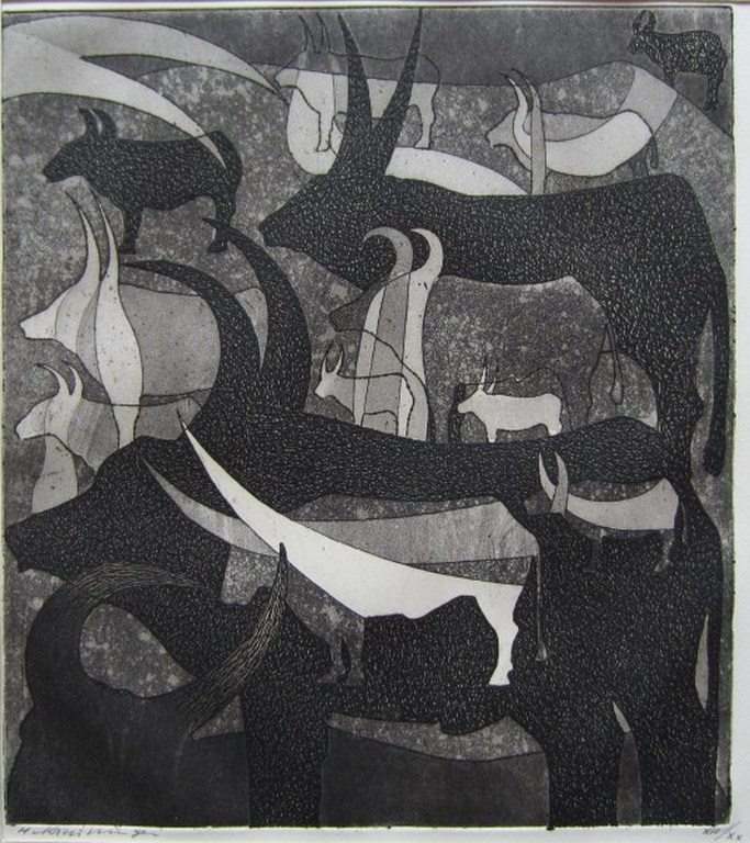 Harry van Kruiningen - ets - verkocht voor € 85!