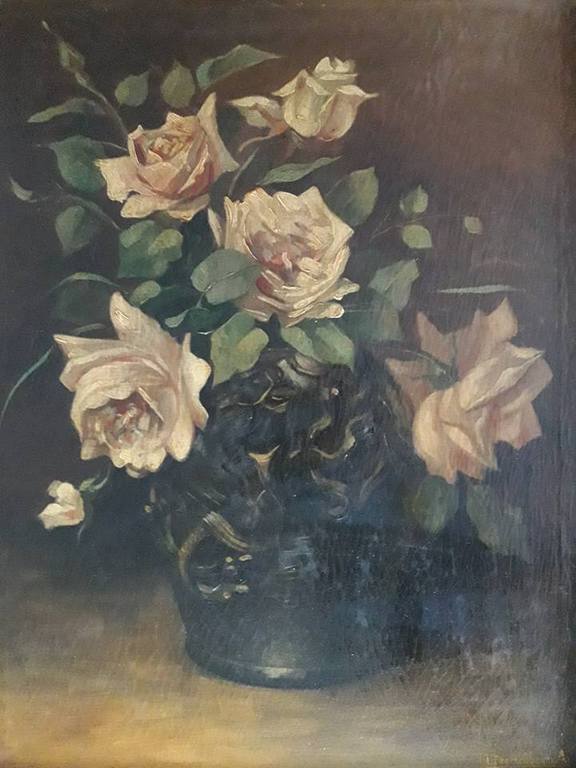 Zeldzaam, Izaak Stortenbeker,(1865 - 1895). Stilleven met witte rozen. kopen? Bied vanaf 175!