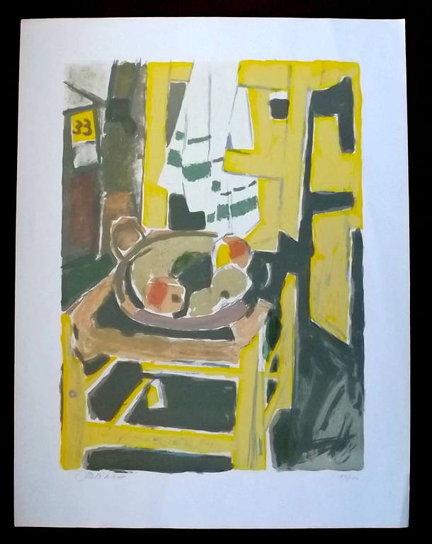 Otto B. de Kat - gesigneerde litho - het gele stoeltje kopen? Bied vanaf 1!