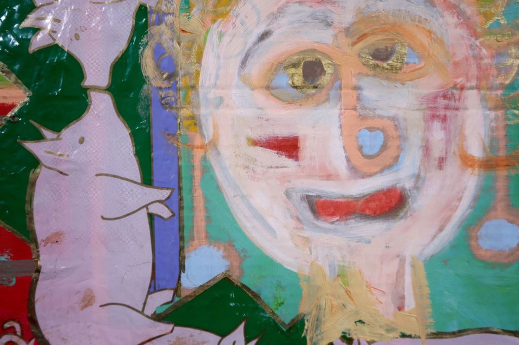 Meertje Kaal: Olieverf en collage op karton, Bij de crematie - Ingelijst kopen? Bied vanaf 1!