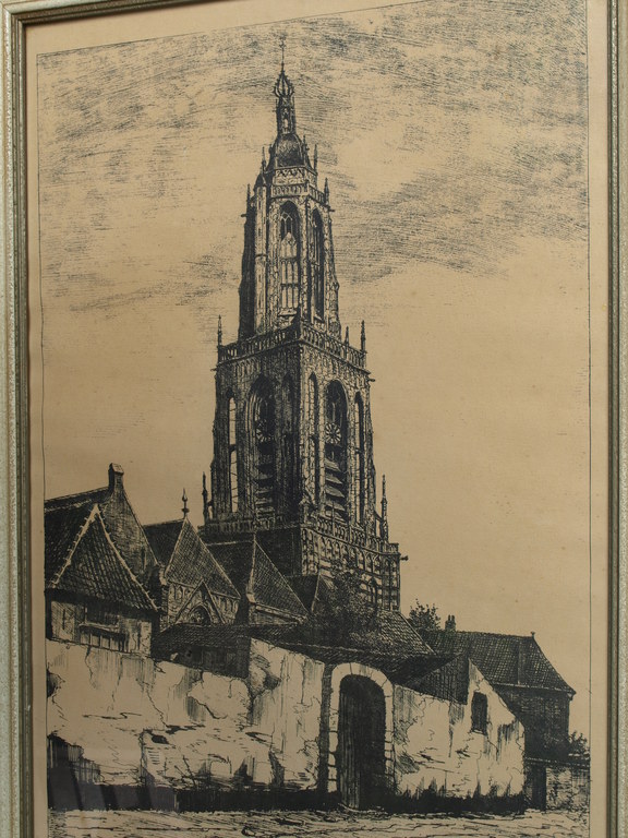 Ets – CUNERAKERK RHENEN  - Gesigneerd & ingelijst kopen? Bied vanaf 1!