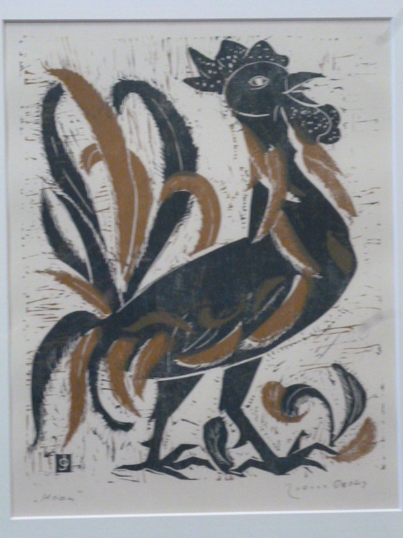 Jeanne Oosting- Kleurenlinosnede - Haan kopen? Bied vanaf 50!