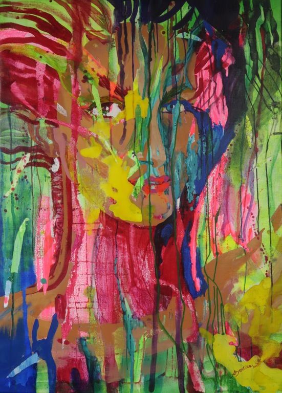 Argentina Zamora: Acryl, Zonder titel  verkocht voor € 200!