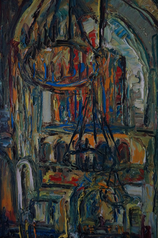 Jan Makkes: Olieverf op doek, Interieur Sint Bavo Kathedraal Haarlem kopen? Bied vanaf 100!