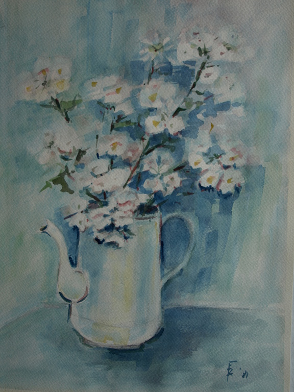 Onduidelijke signatuur / monogram : Aquarel – Vaas bloemen – 1971 kopen? Bied vanaf 1!