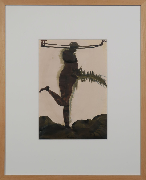 Cornelia Schleime: Gouache op papier, Vrouw - Ingelijst kopen? Bied vanaf 350!