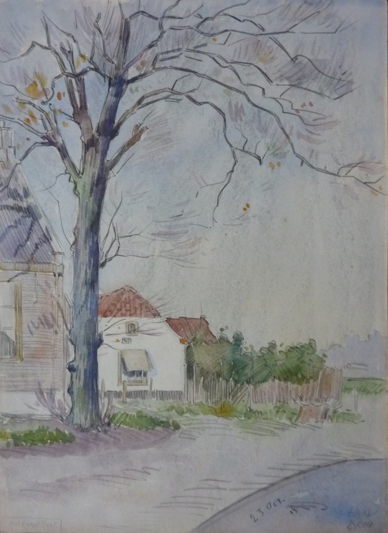 HAN KRUG aquarel "Huis van Poot" (Den Haag) 1914 verkocht voor € 40!