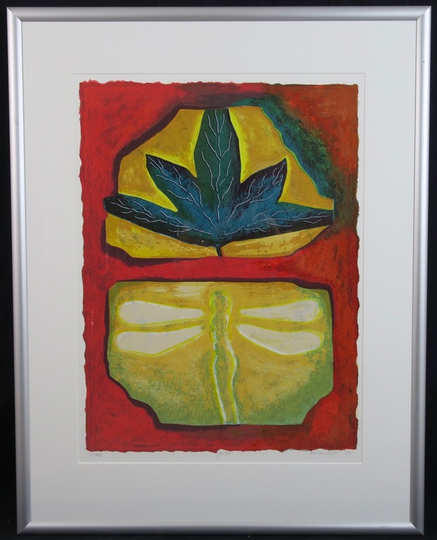 Jan van Delft: Zeefdruk, Fossiel - Ingelijst verkocht voor € 35!