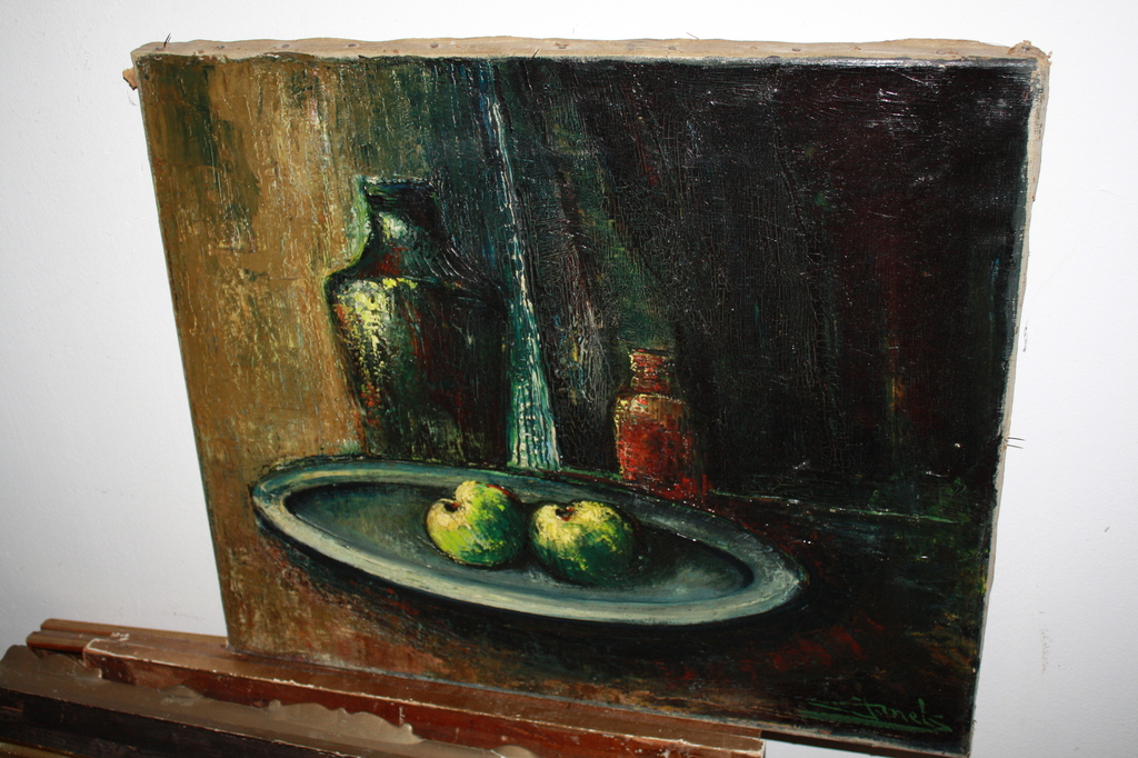 Jacques Mels - STILLEVEN MET APPELS - olieverf verkocht voor € 70!