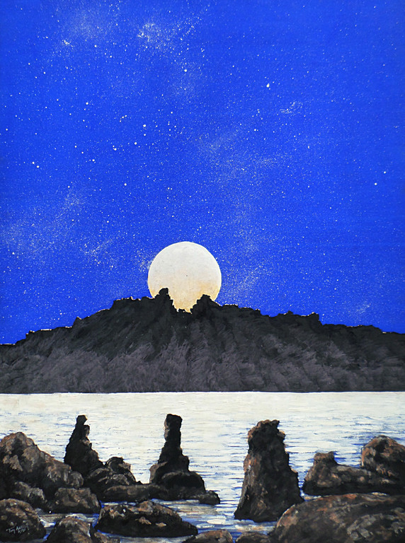 Tom Anema - Maan boven bergmeer, gemengde techniek kopen? Bied vanaf 60!