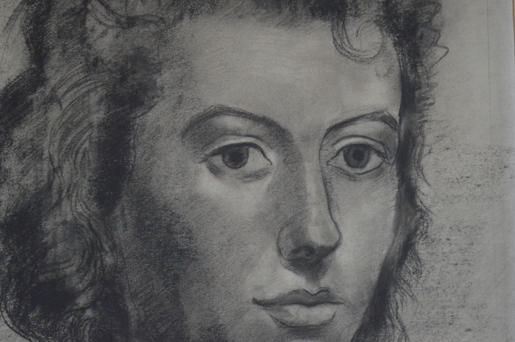 Hans Wiesman - portret van vrouw 33 x 47, krijt z.j. verkocht voor € 50!