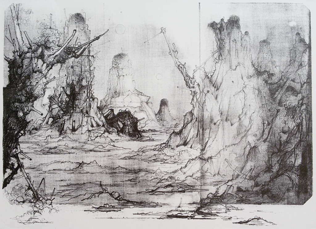 William (Dirkje) Kuik - Landschap, litho (ingelijst) verkocht voor € 45!