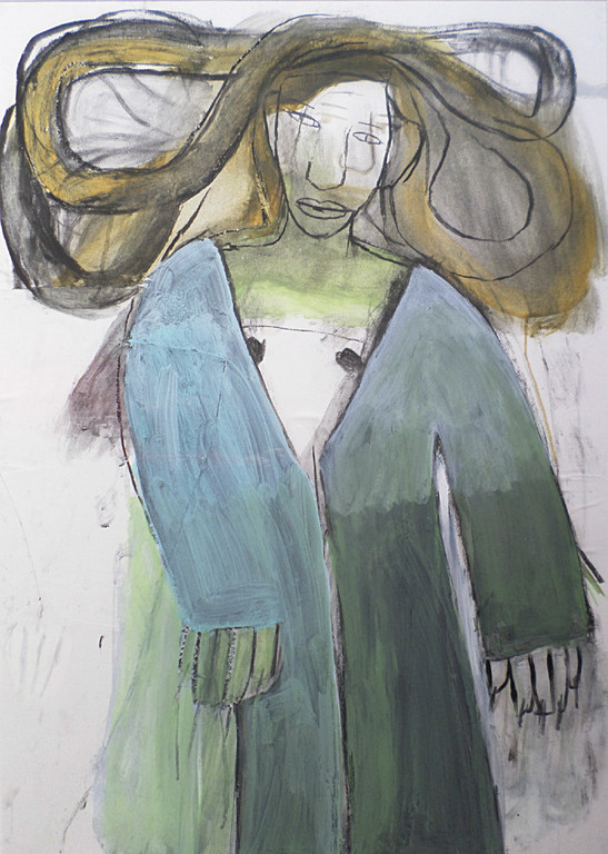 Christina de Vos - Meisje, gemengde techniek (mooi ingelijst, zeer groot) verkocht voor € 250!