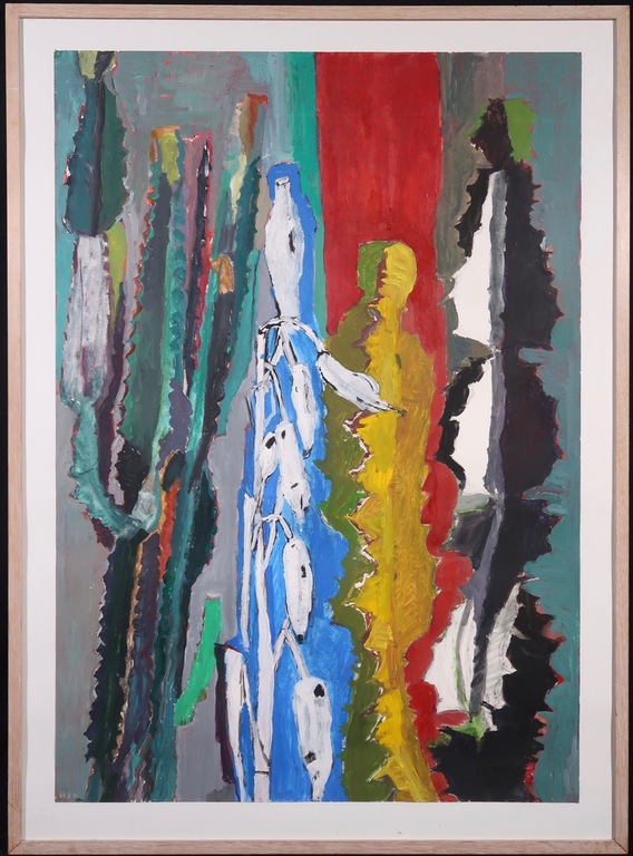 Hans Ebeling Koning: Gouache, Compositie met cactussen - Ingelijst (groot) verkocht voor € 280!