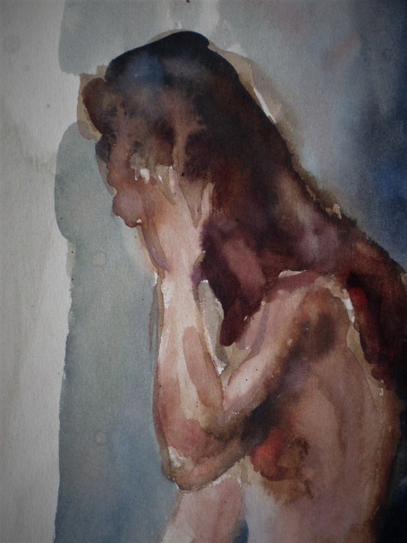 Magnifieke impress 1920 aquarel "knielend vrouwelijk naakt gesigneerd Tj.Roelofs kopen? Bied vanaf 1!