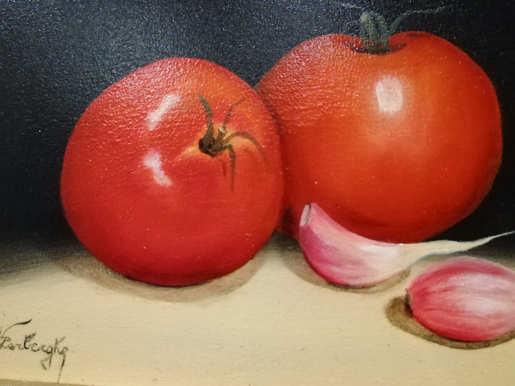 onbekend kunstenaar - stilleven tomaten met look - dolfyn techniek kopen? Bied vanaf 1!