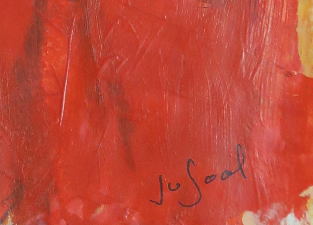 Jose van Gool: Acryl op papier, Drie dames kopen? Bied vanaf 20!