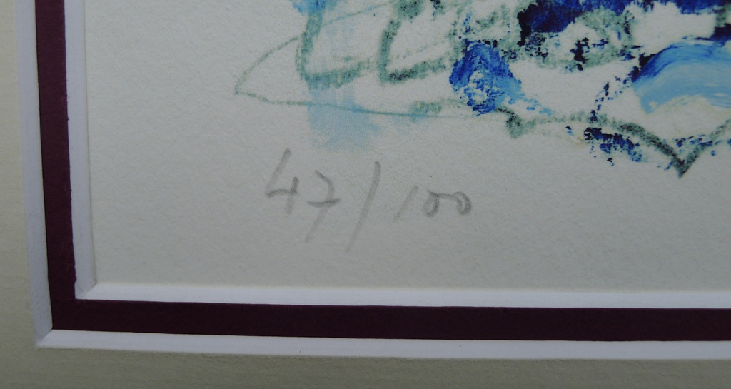 Paul de Lussanet, lithografie , 1999, met twee pass-partouts.Wijnrank kopen? Bied vanaf 45!